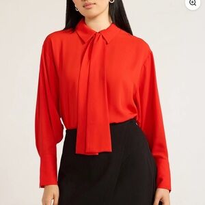 Scoop NYC Red Blouse Elegant Top